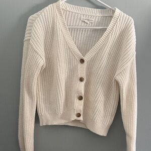 Aeropostale Cream Button-Up Cardigan